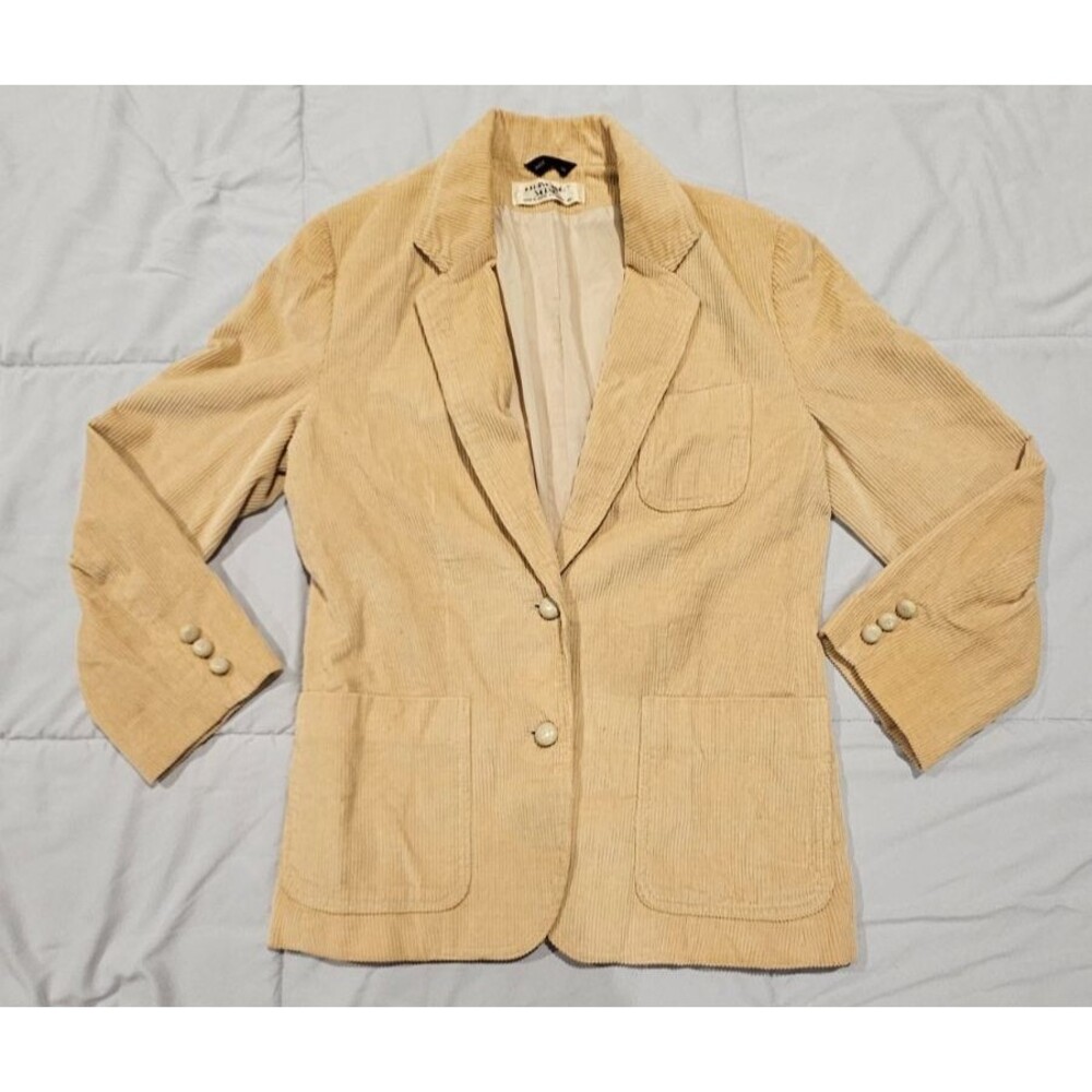 vintage changing scene womens beige corduroy blazer 100% cotton size 10
